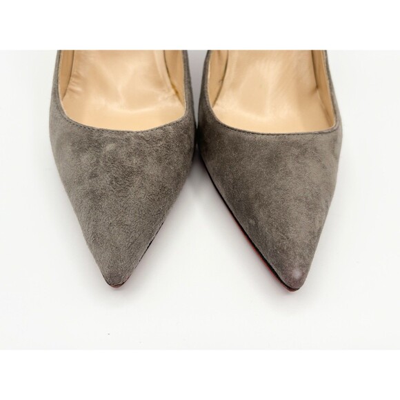 Christian Louboutin Gray Suede Stiletto Decoltish 85 Pumps Roche Sz EU 38 8 - Picture 6 of 14